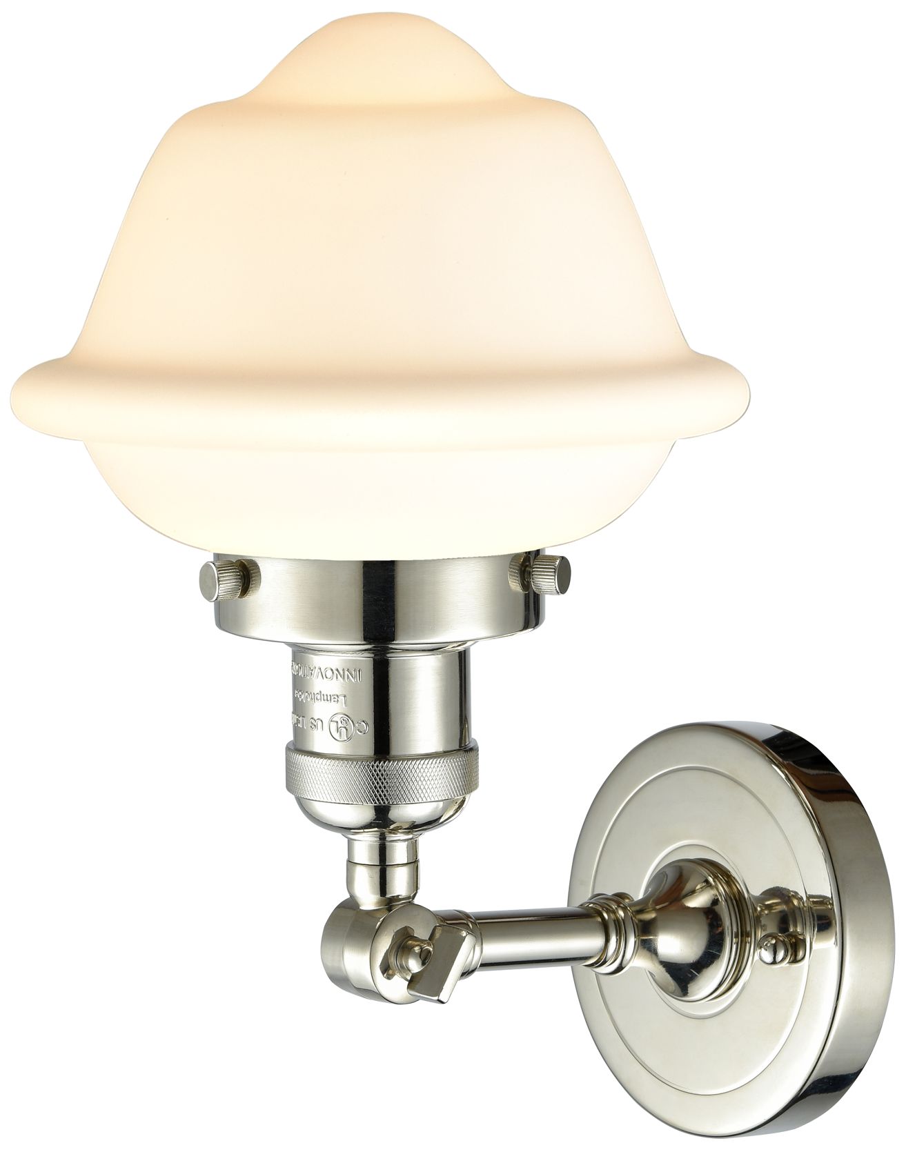 Image 2 Oxford 8" Polished Nickel Sconce w/ Matte White Shade more views