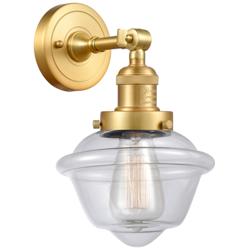 Oxford 8" Satin Gold Sconce w/ Clear Shade
