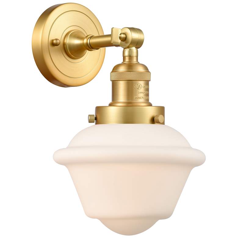 Image 1 Oxford 8" Satin Gold Sconce w/ Matte White Shade