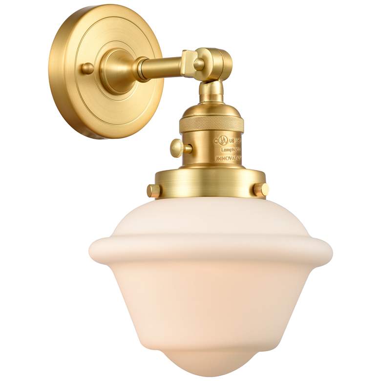 Image 1 Oxford 8" Satin Gold Sconce w/ Matte White Shade