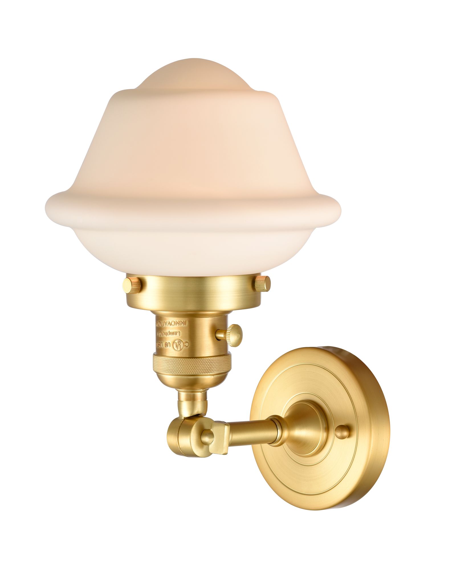 Image 2 Oxford 8" Satin Gold Sconce w/ Matte White Shade more views