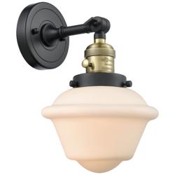 Oxford 8" Sconce LED - Black Brass Finish - Matte White Shade