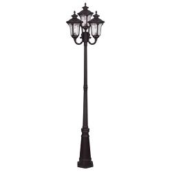 Oxford 93" High Bronze 4-Head Outdoor Post Light with Base