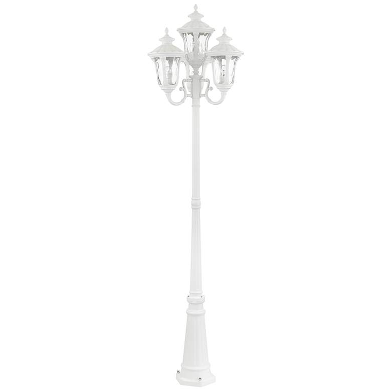 Image 1 Oxford 93 inch High Textured White 4-Lantern Outdoor Post Light