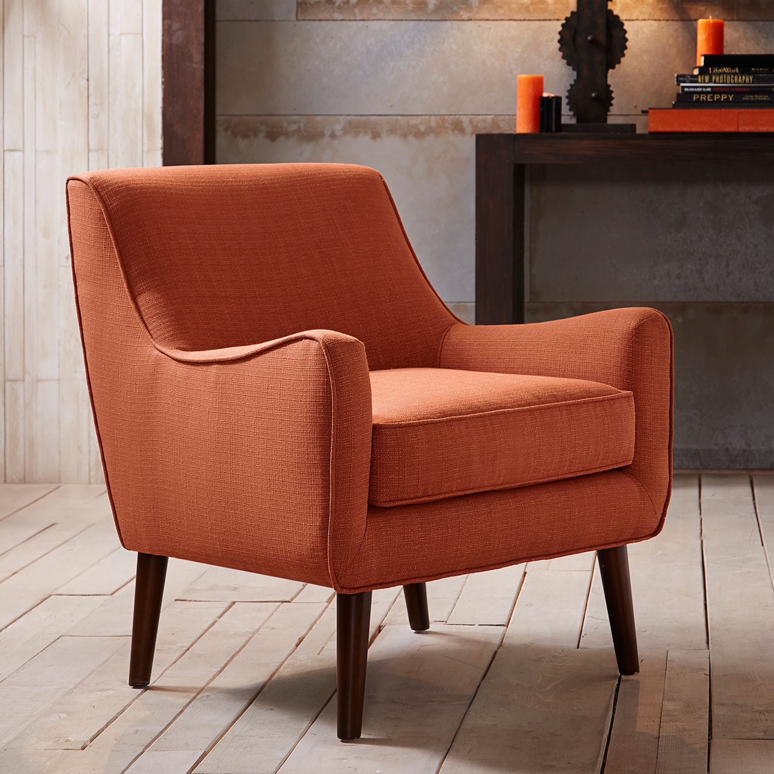 orange accent chairs with arms