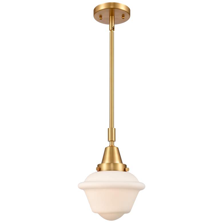 Image 1 Oxford Caden 7 1/2"W Gold Mini Pendant w/ White Glass Shade