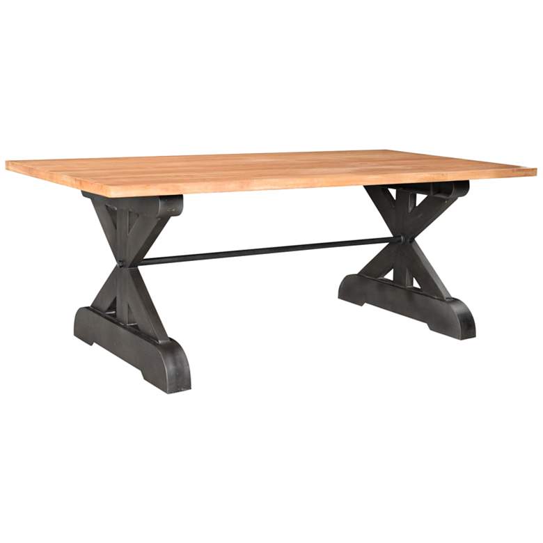 Image 1 Oxford Mango Wood-Top Black Raw Metal Large Dining Table