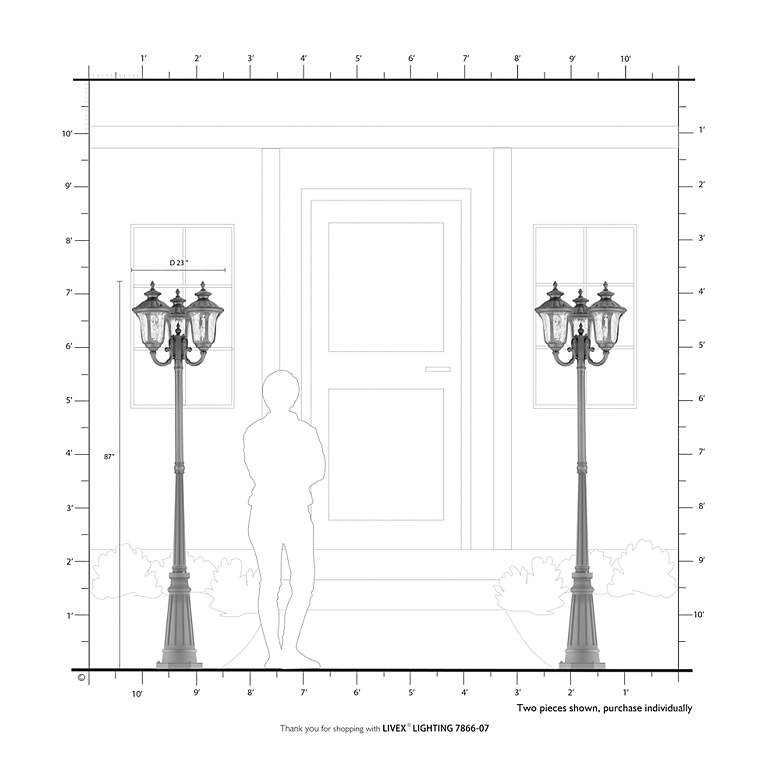 Image 7 Oxford Outdoor 3-Head Post Light more views