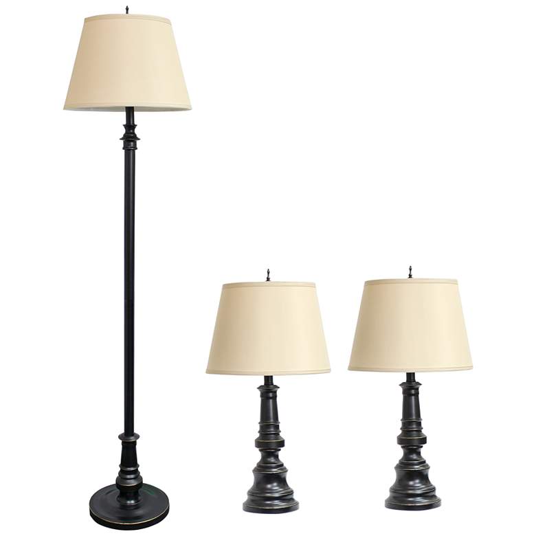 Image 2 Oxford Restoration Bronze 3-Piece Floor and Table Lamp Set