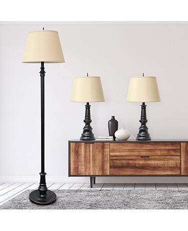 Oxford Restoration Bronze 3-Piece Floor and Table Lamp Set