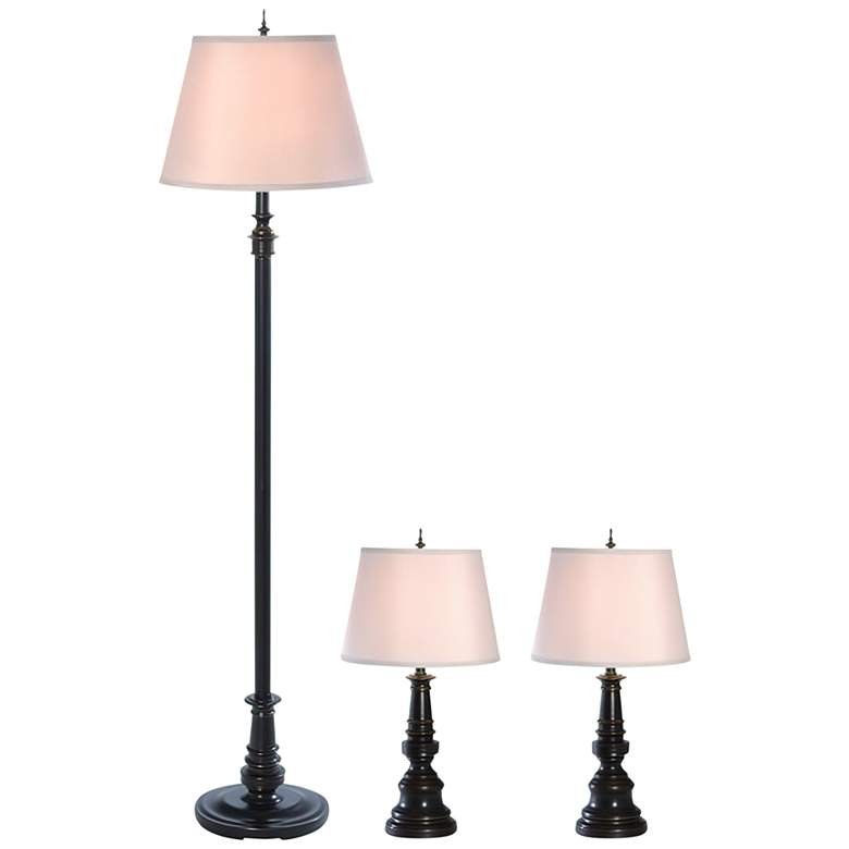 Image 3 Oxford Restoration Bronze 3-Piece Floor and Table Lamp Set more views