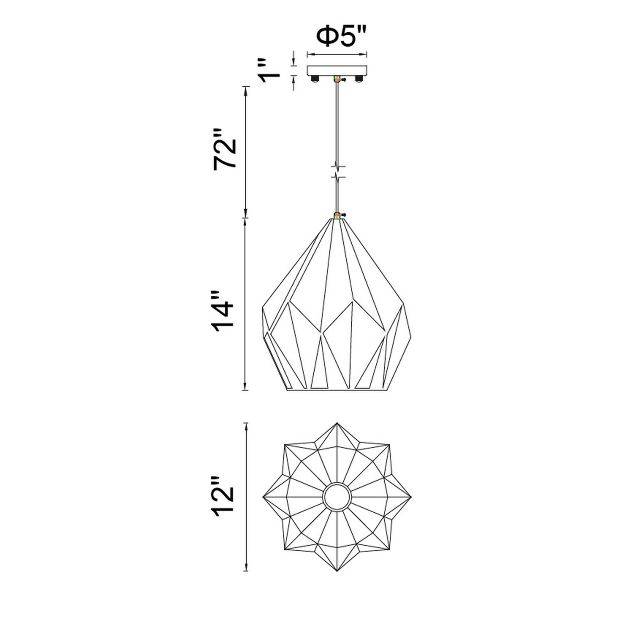 Oxide 1 Light 12in Black & Copper Down Pendant