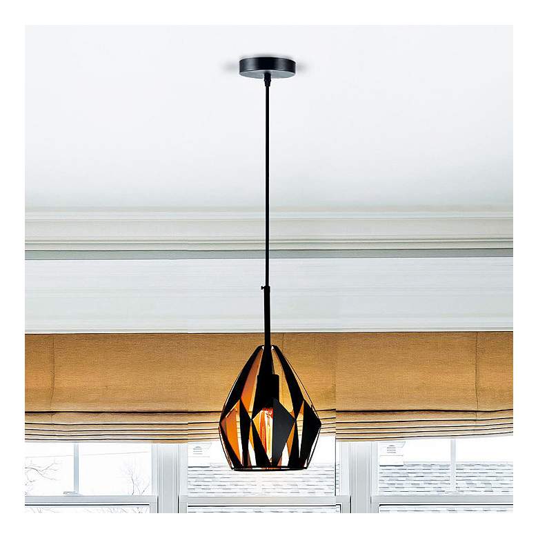 Image 1 Oxide 1 Light Down Pendant With Black+Copper Finish