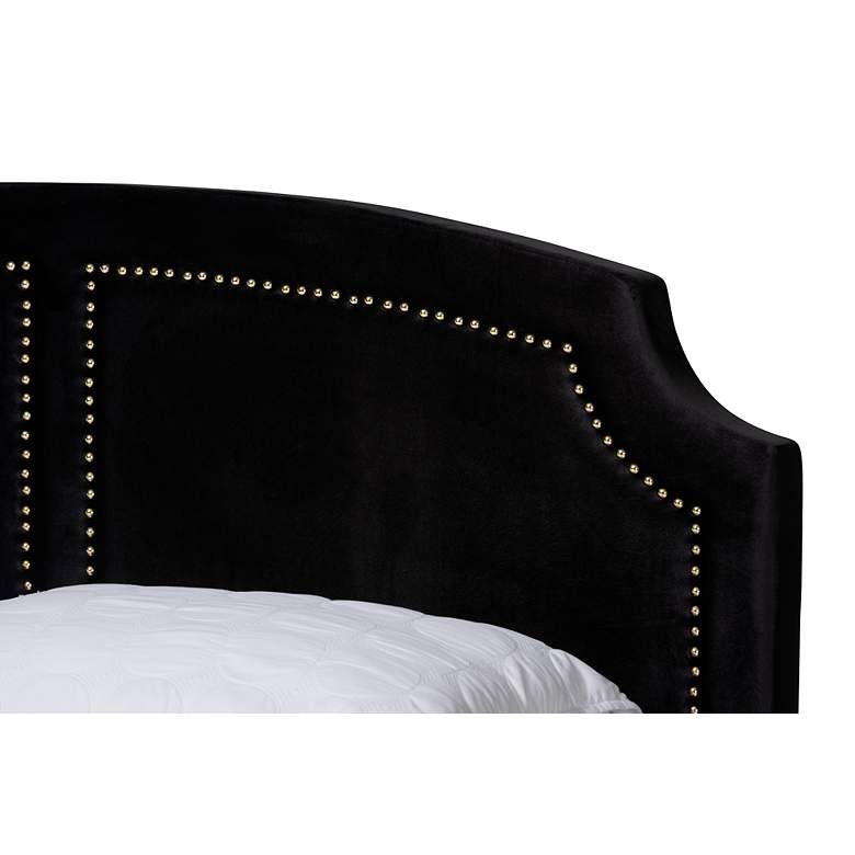 Image 3 Oxley Black Velvet Fabric Queen Size Panel Bed more views