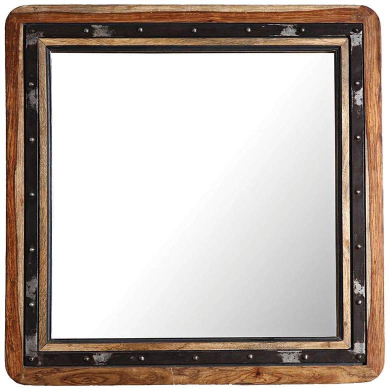 Image 1 Oxley Natural Wood and Back 30 inch Square Wall Mirror