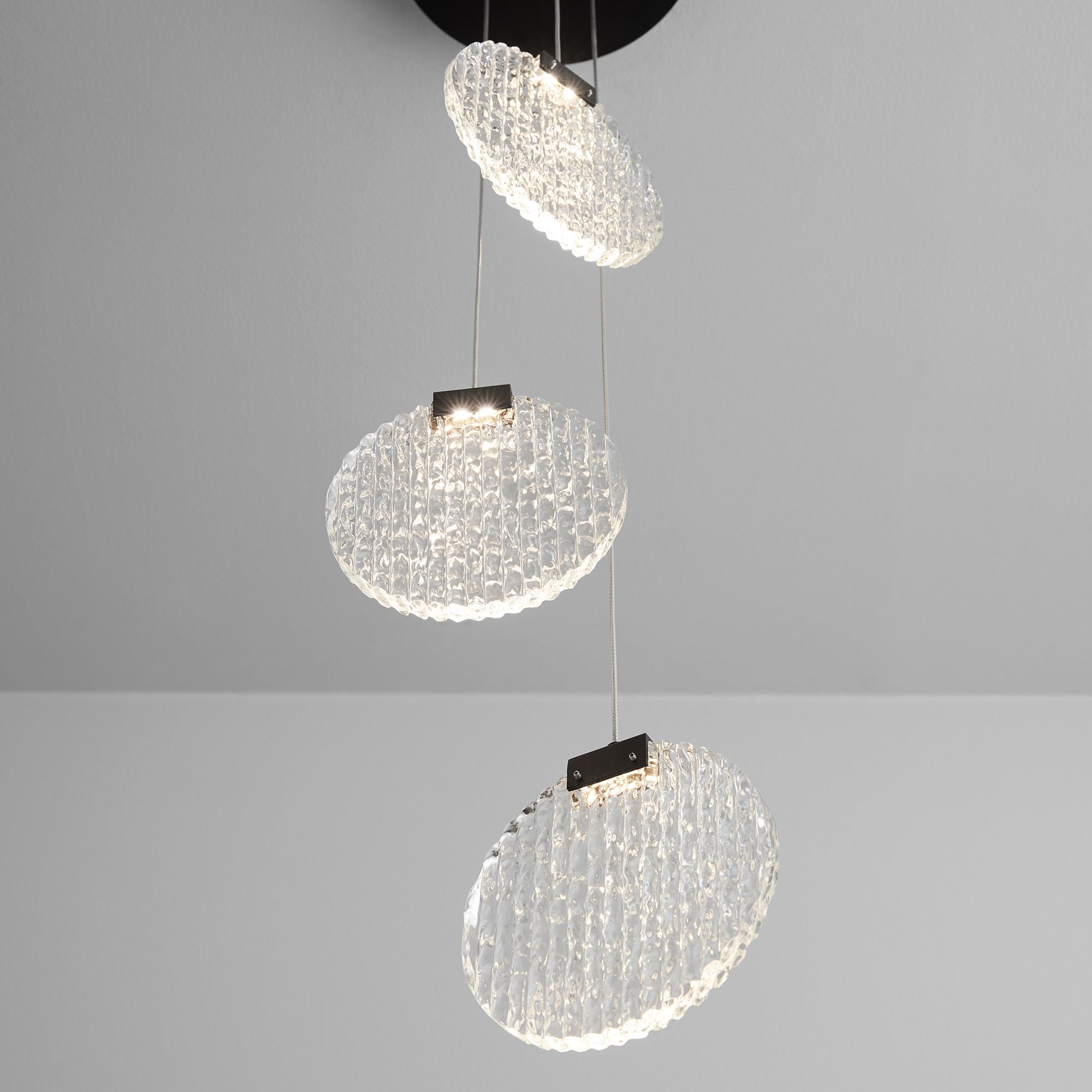 Image 3 Oxygen Lighting Axiom 3 Light Black LED Pendant more views
