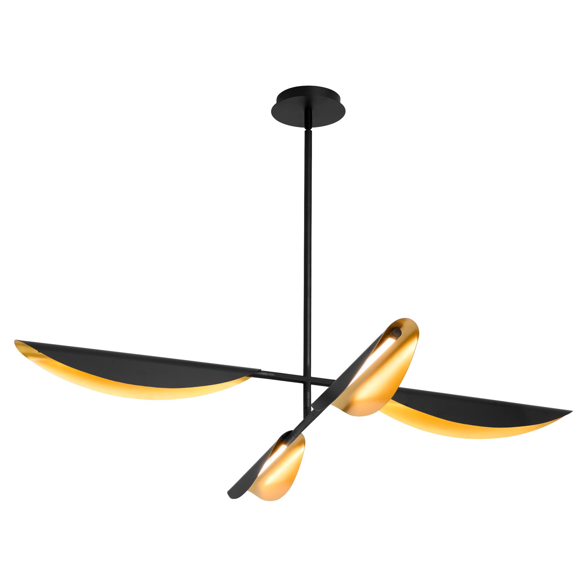 Thumbnail2 of Oxygen Lighting Pivot 4 Light Black with Aged Brass Chandelier more views
