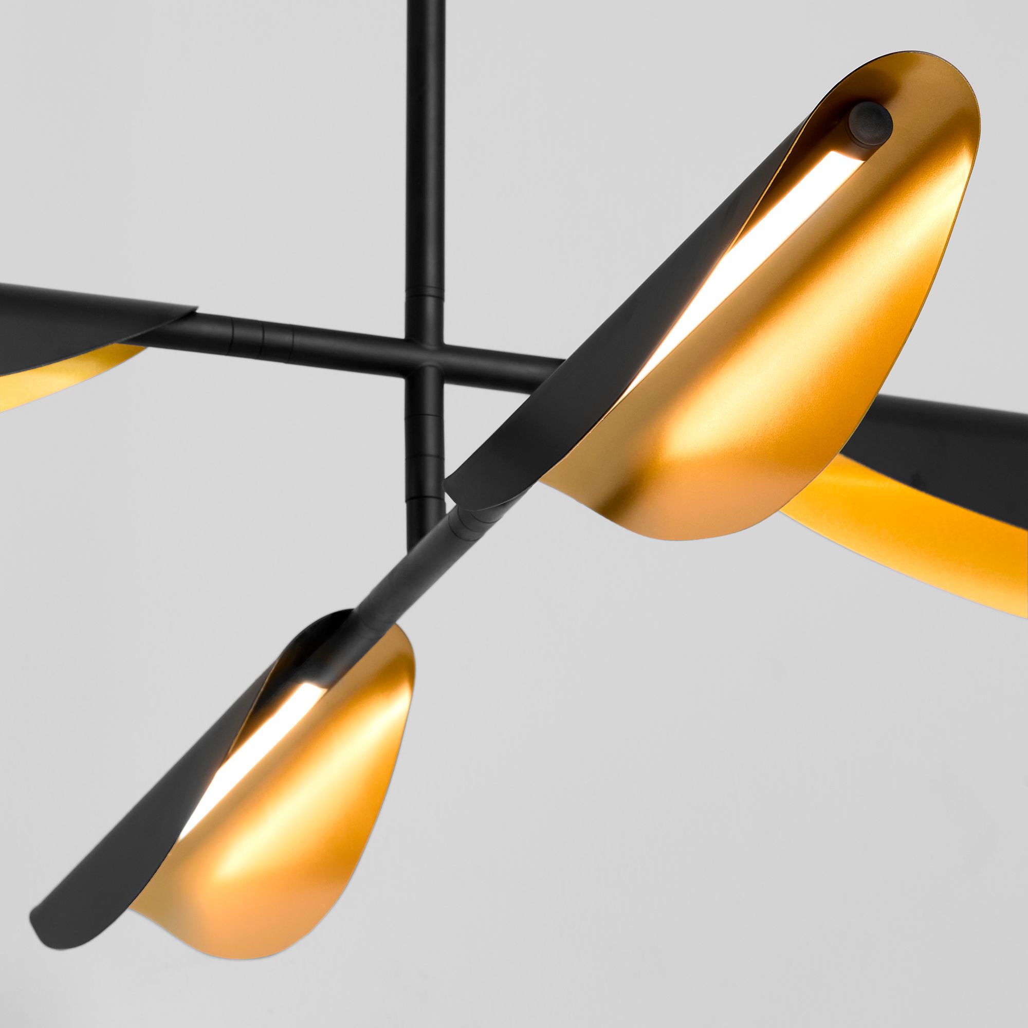 Thumbnail3 of Oxygen Lighting Pivot 4 Light Black with Aged Brass Chandelier more views