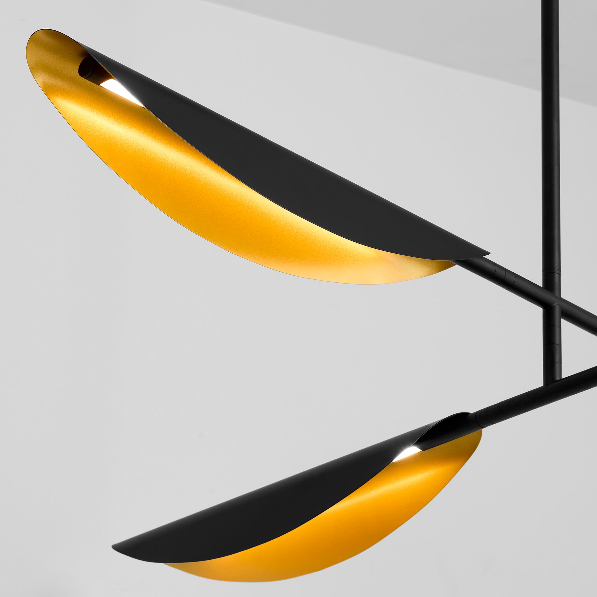 Thumbnail4 of Oxygen Lighting Pivot 4 Light Black with Aged Brass Chandelier more views