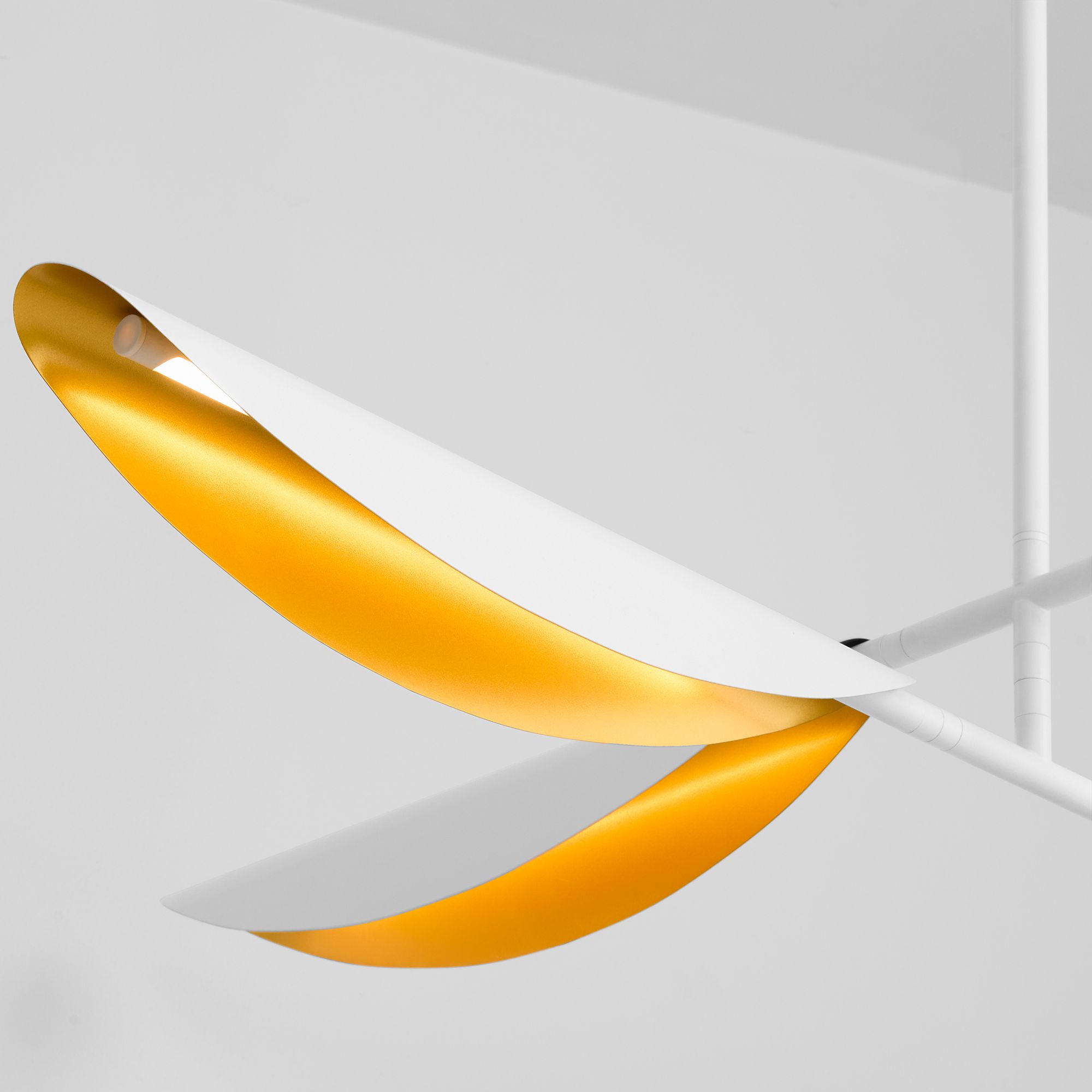 Image 4 Oxygen Lighting Pivot 4 Light White with Aged Brass Chandelier more views