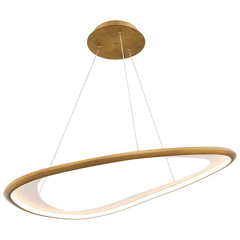 Image 1 Oyster 0.75"H x 33"W 1-Light Pendant in Aged Brass