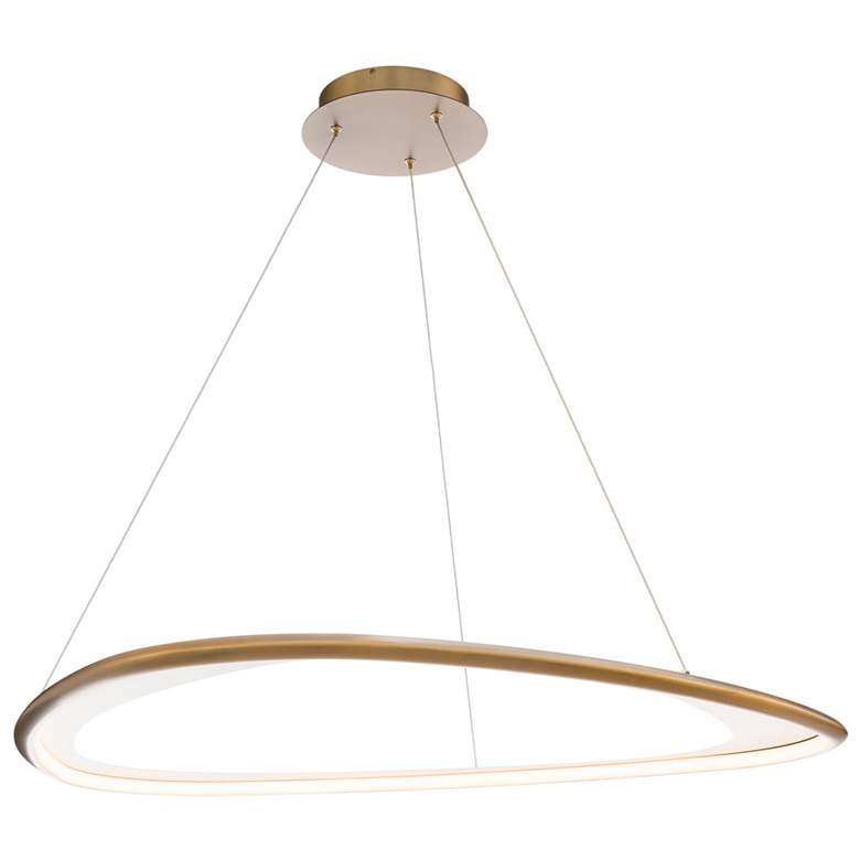 Image 1 Oyster 0.75"H x 42"W 1-Light Pendant in Aged Brass