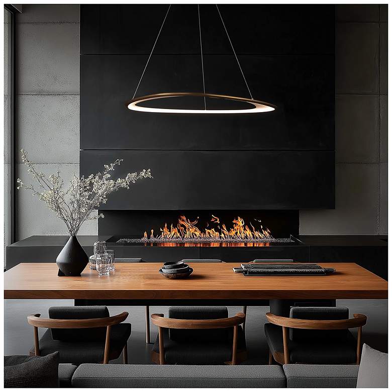 Image 5 Oyster 0.75"H x 42"W 1-Light Pendant in Black Chrome more views