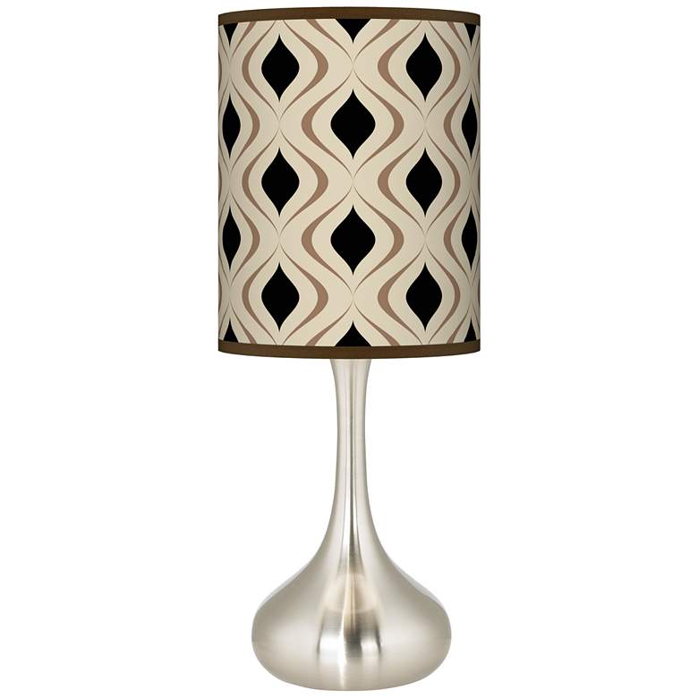 Image 2 Oyster Gray Retro Lattice Giclee Modern Droplet Table Lamp