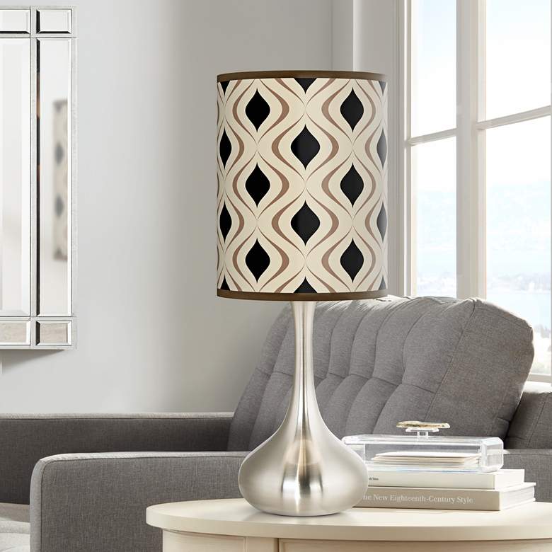 Image 1 Oyster Gray Retro Lattice Giclee Modern Droplet Table Lamp