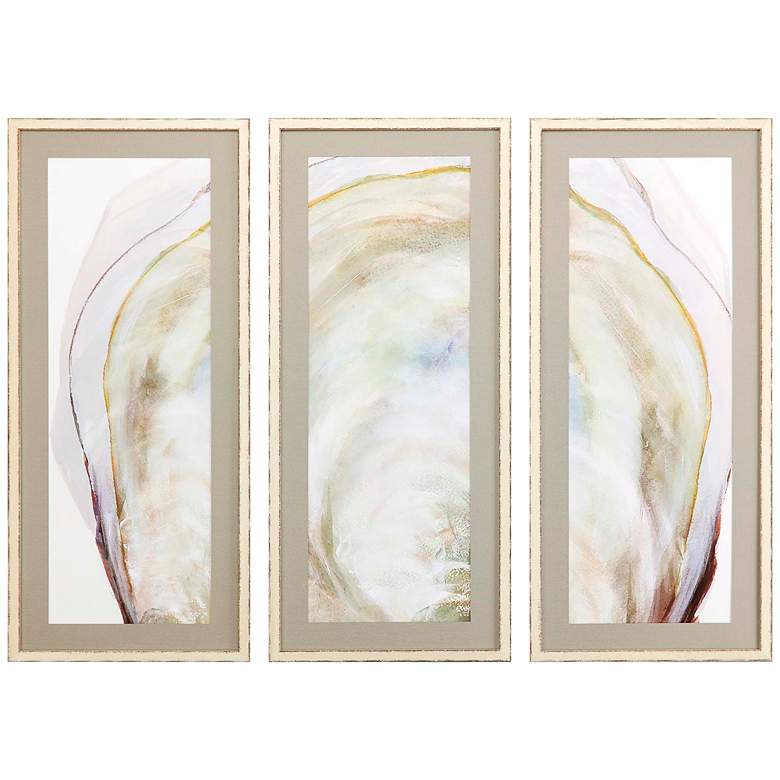 Image 3 Oyster Shell 41 inch High 3-Piece Framed Giclee Wall Art Set