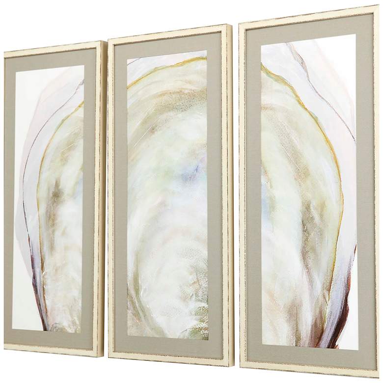 Image 6 Oyster Shell 41 inch High 3-Piece Framed Giclee Wall Art Set more views
