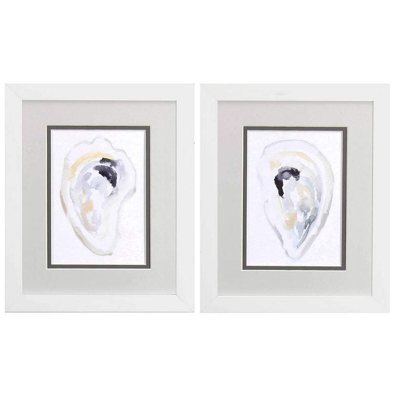 Image 1 Oyster Shell 9"W x 11"H Framed Art Set of 2
