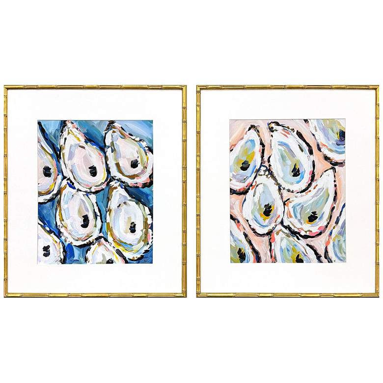 Image 1 Oyster Shells 25"W x 29"H Coastal Framed Art Set of 2