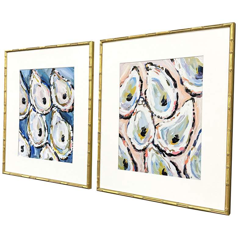 Image 2 Oyster Shells 25"W x 29"H Coastal Framed Art Set of 2 more views