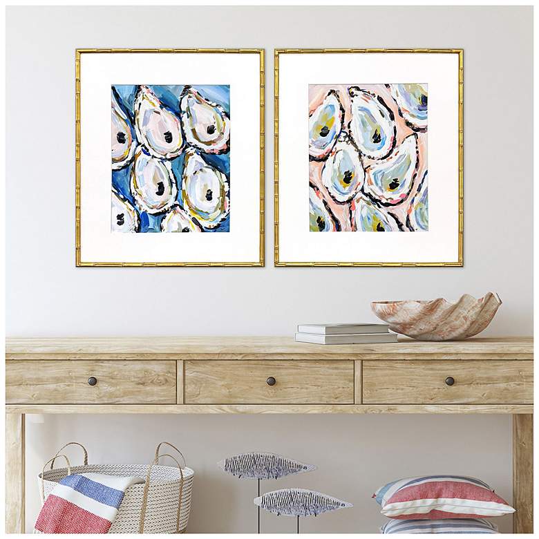 Image 4 Oyster Shells 25"W x 29"H Coastal Framed Art Set of 2 more views