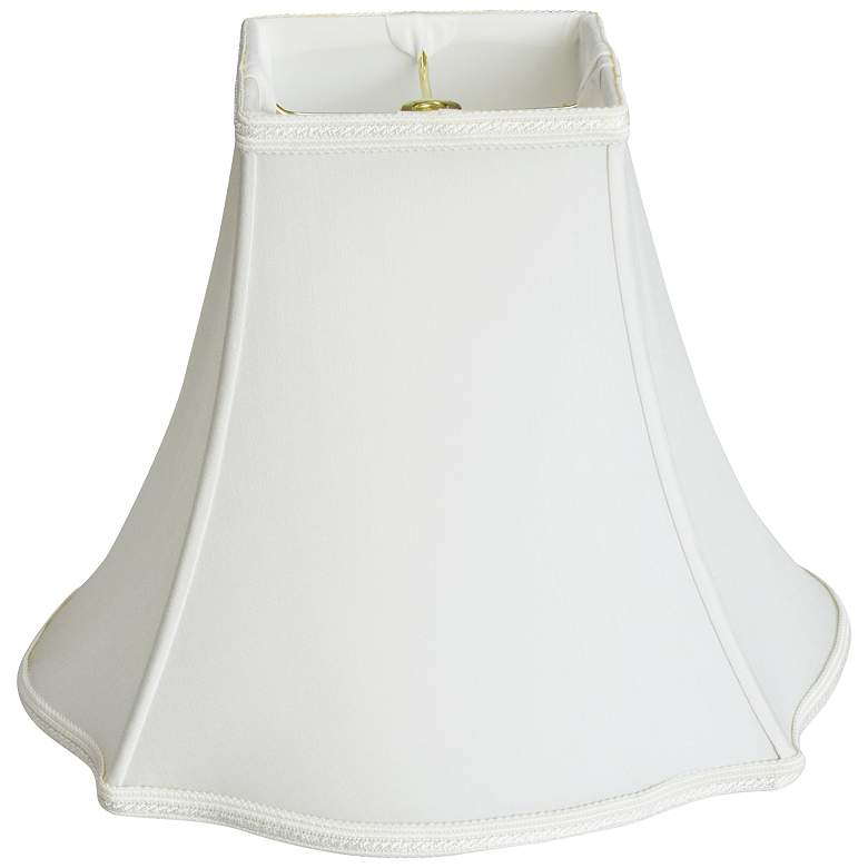 Image 1 Oyster White Fancy Bottom Bell Square Shade 8x18x13 (Spider)