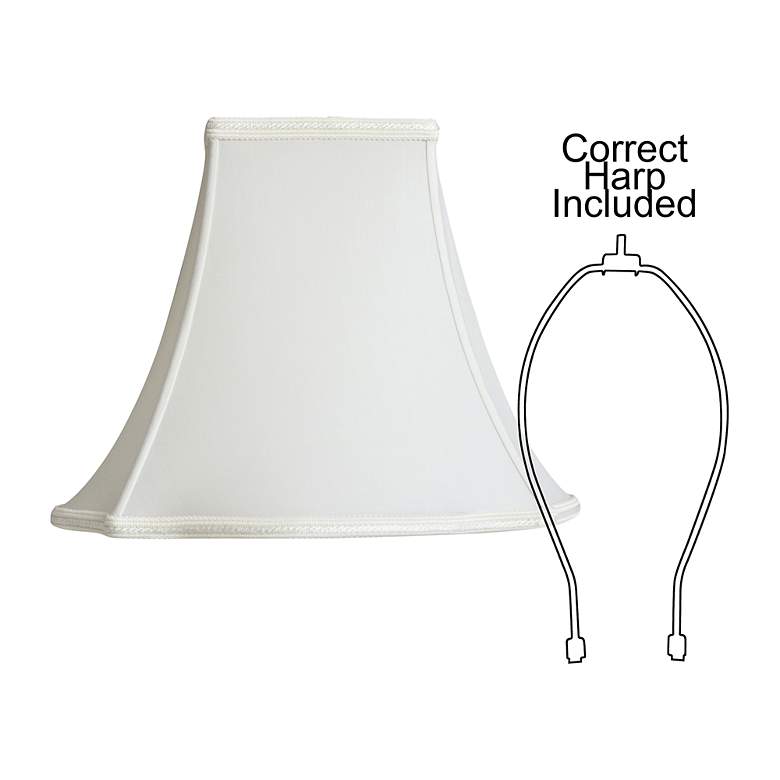 Image 3 Oyster White Fancy Bottom Bell Square Shade 8x18x13 (Spider) more views