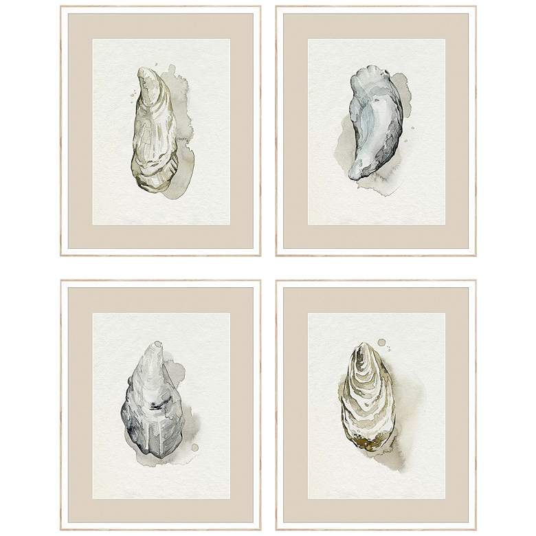 Image 2 Oysters on the Bay 27"H 4-Piece Giclee Framed Wall Art Set