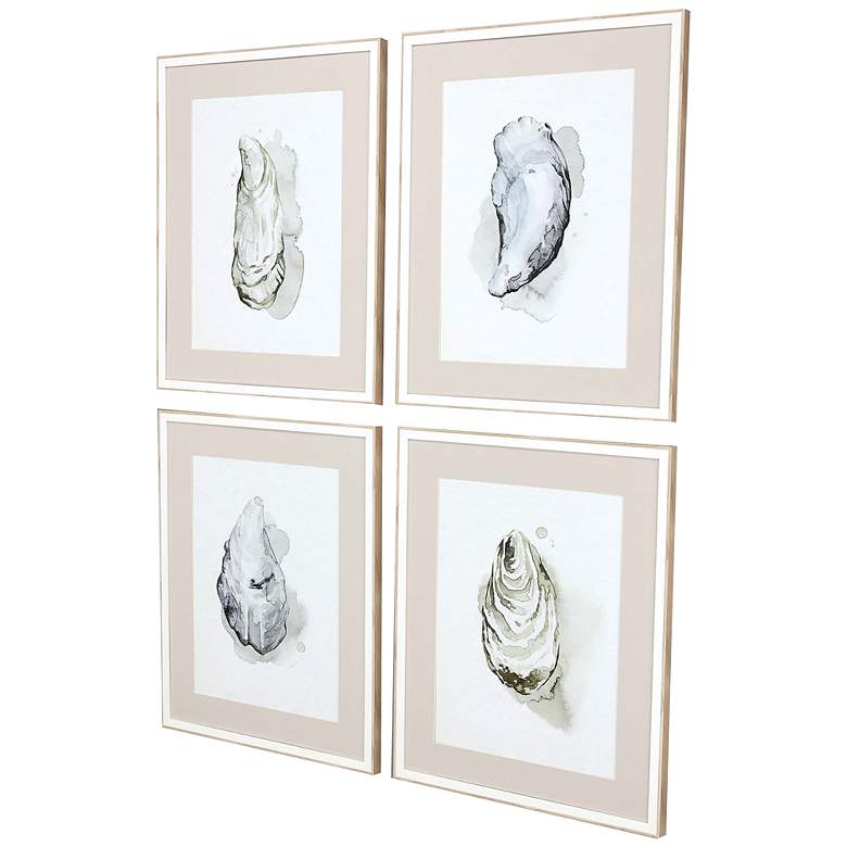 Image 4 Oysters on the Bay 27"H 4-Piece Giclee Framed Wall Art Set more views
