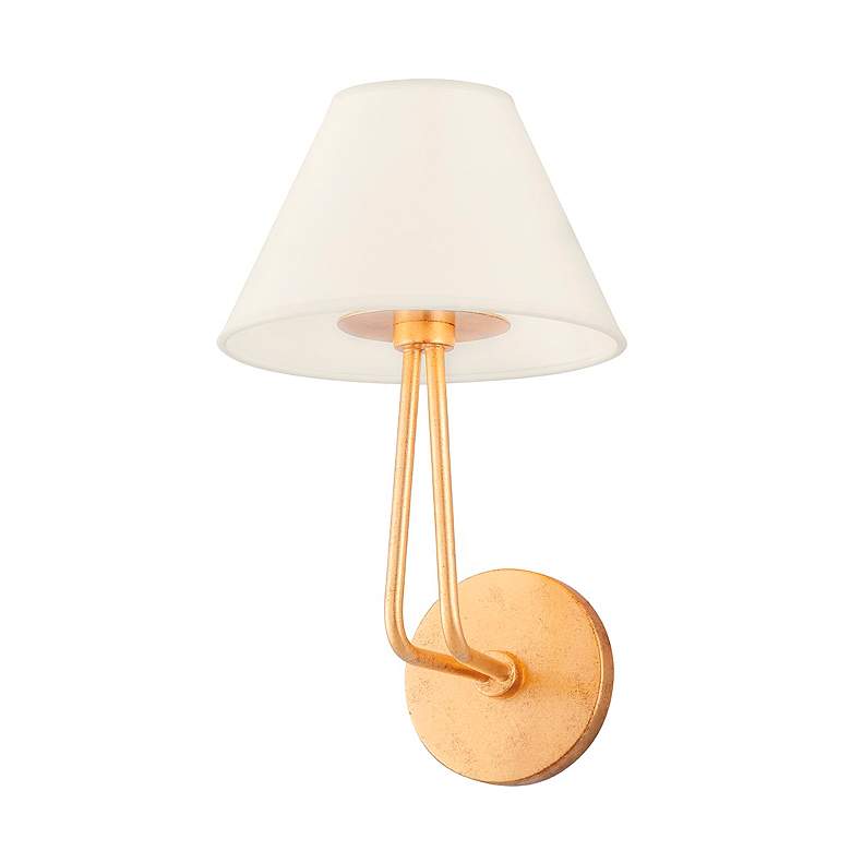 Image 1 Ozias 13 3/4" High Vintage Gold Leaf Wall Sconce