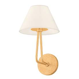 Image2 of Ozias 13 3/4" High Vintage Gold Leaf Wall Sconce more views