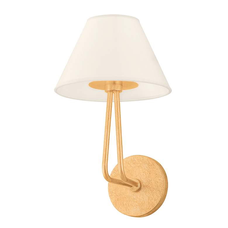 Image 2 Ozias 13 3/4" High Vintage Gold Leaf Wall Sconce more views
