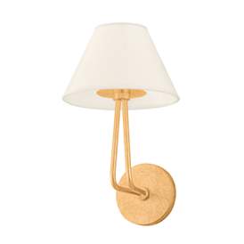 Image3 of Ozias 13 3/4" High Vintage Gold Leaf Wall Sconce more views