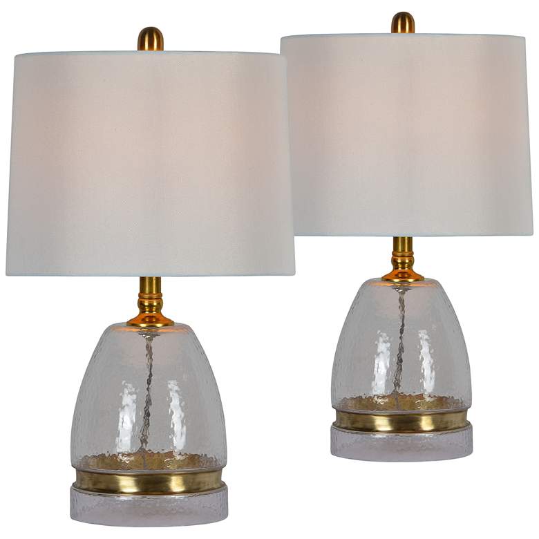 Image 1 Ozzy Hammered Glass and Brass Accent Table Lamps Set of 2