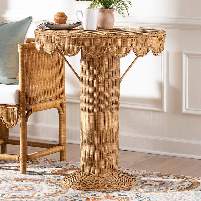 Image 1 Pabla 27 1/2" Wide Natural Rattan Round Accent Table