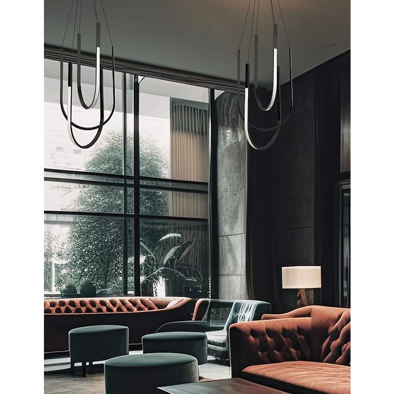 Image 2 Pacari 16" Wide Matte Black 54W Pendant With White Silicone Diffuser more views