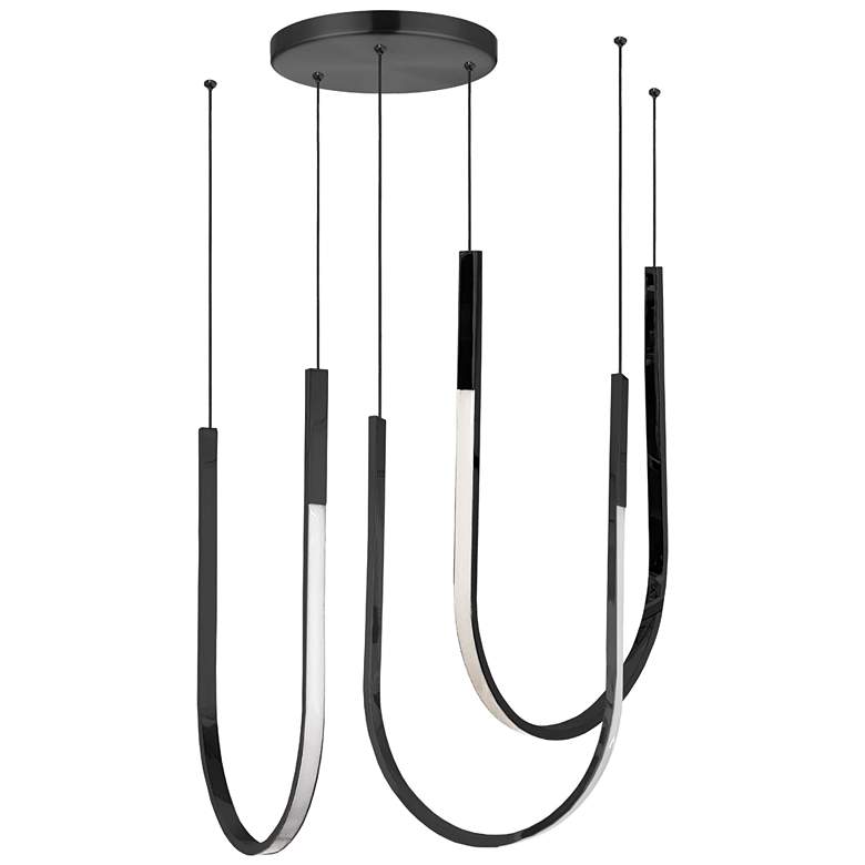 Image 1 Pacari 27"W Matte Black 54W Horizontal Pendant w/ White Diffuser