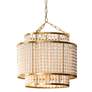 Pacific 20"W Burnished Gold White Beaded Wood Chandelier