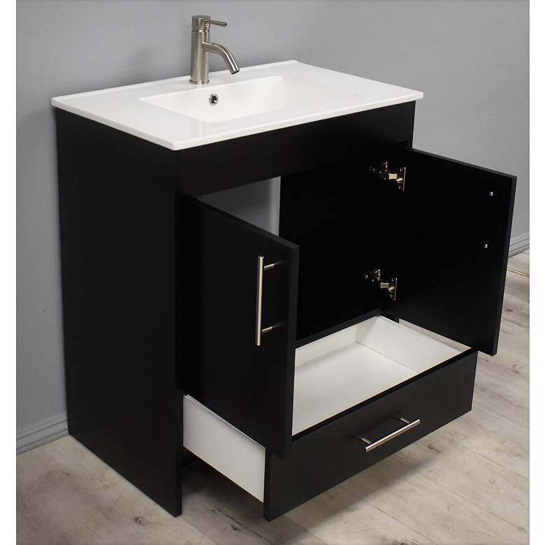 Image 6 Pacific 30 inch Wide Ceramic Top Black 2-Door Single Sink Vanity more views