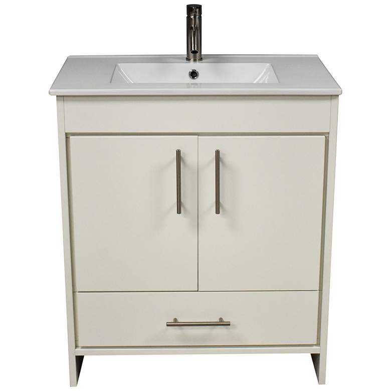 Image 2 Pacific 30" Wide Ceramic Top White 2-Door Single Sink Vanity